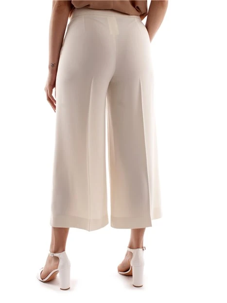 PANTALONE CROPPED CON PIEGA DONNA BIANCO