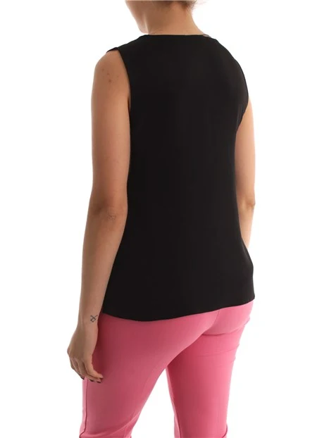 TOP IN CREPE MISTO SETA DONNA NERO