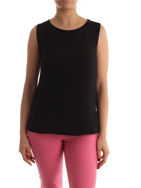 TOP IN CREPE MISTO SETA DONNA NERO