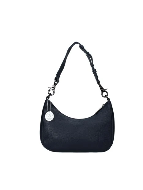 BORSA A SPALLA IN PELLE CON ZIP DONNA BLU