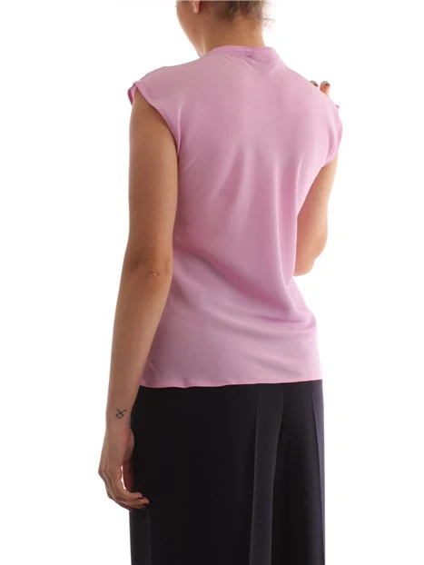 TOP SMANICATO IN MISTO SETA DONNA ROSA