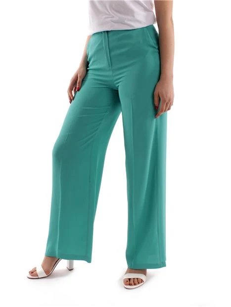 PANTALONI PALAZZO IN MISTO SETA DONNA TURCHESE