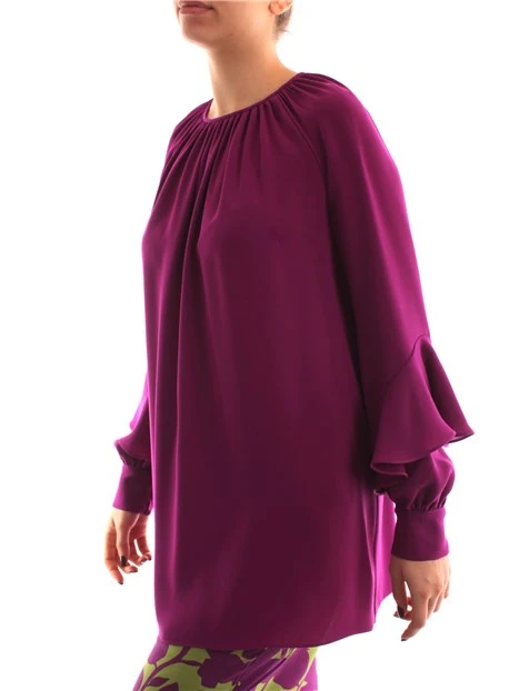 BLUSA CON ARRICCIO SUL COLLO DONNA VIOLA