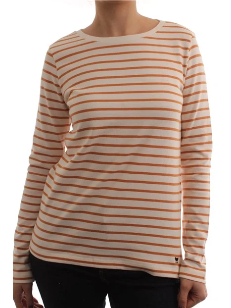 T-SHIRT A RIGHE IN COTONE DONNA BEIGE
