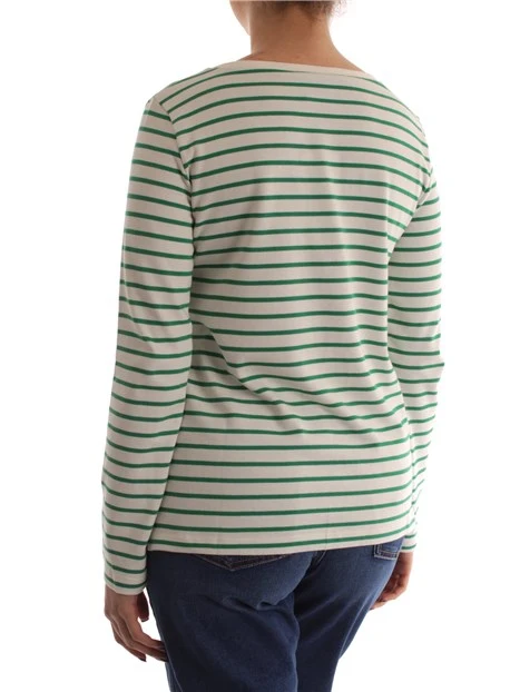 T-SHIRT A RIGHE IN COTONE DONNA VERDE