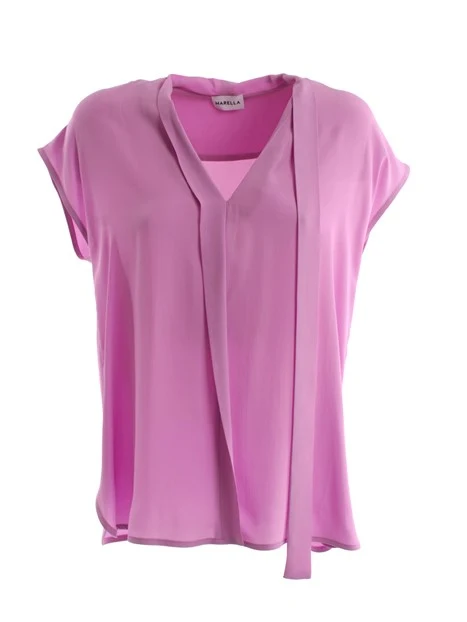 BLUSA CON SCIARPINA DONNA LILLA