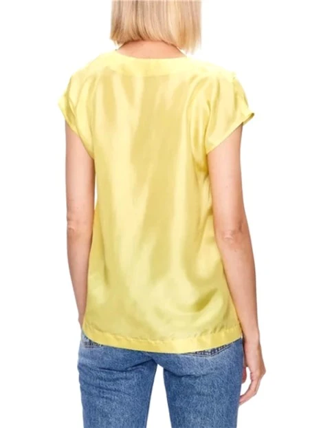 BLUSA IN SETA TINTA UNITA DONNA GIALLO