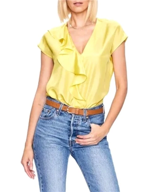 BLUSA IN SETA TINTA UNITA DONNA GIALLO