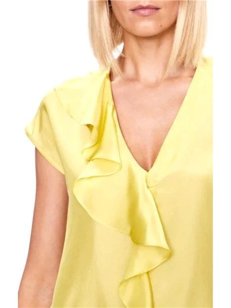 BLUSA IN SETA TINTA UNITA DONNA GIALLO