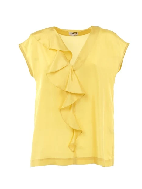 BLUSA IN SETA TINTA UNITA DONNA GIALLO