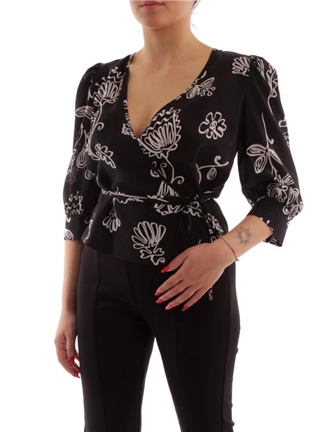 BLUSA IN SETA A FANTASIA DONNA NERO