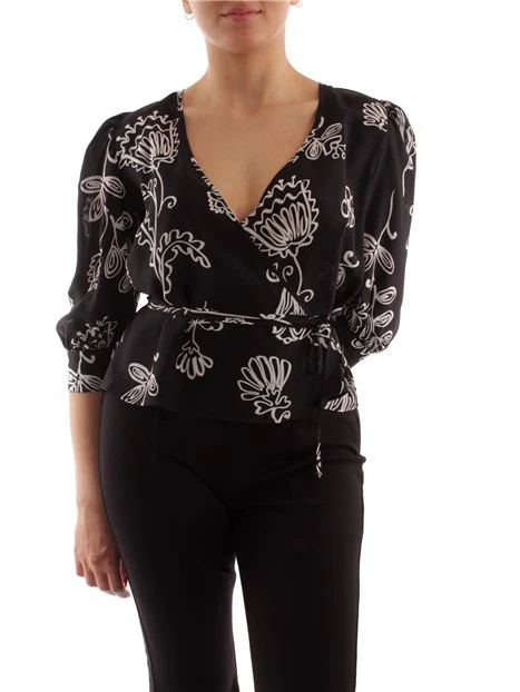 BLUSA IN SETA A FANTASIA DONNA NERO