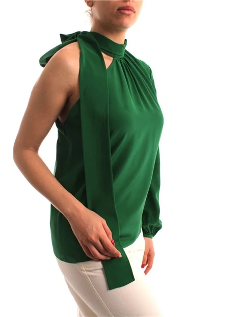 TOP MONOSPALLA IN SETA DONNA VERDE