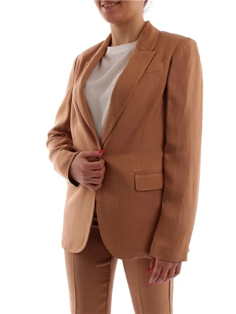 GIACCA BLAZER IN MISTO LINO DONNA MARRONE