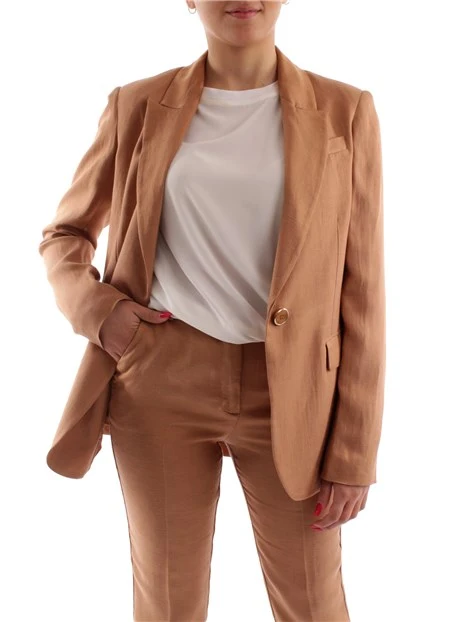 GIACCA BLAZER IN MISTO LINO DONNA MARRONE