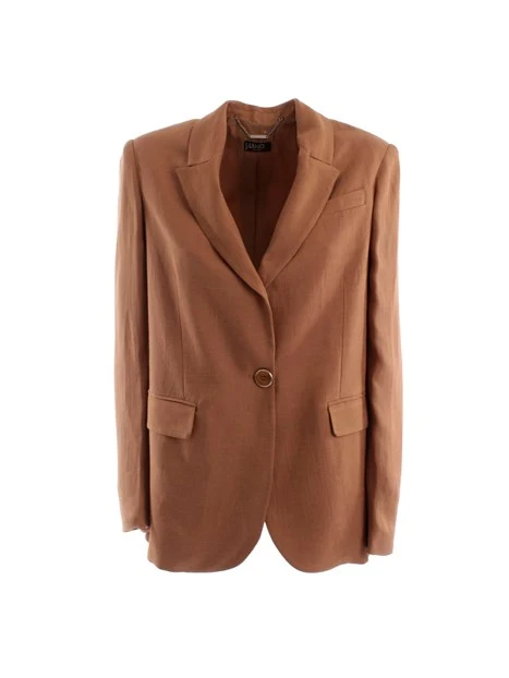 GIACCA BLAZER IN MISTO LINO DONNA MARRONE