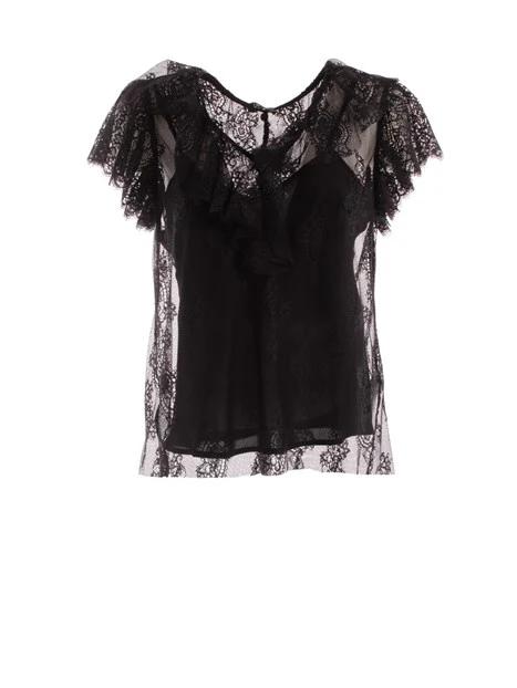 TOP IN PIZZO LIU JO BETTER DONNA NERO