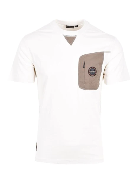 T-SHIRT MANICA CORTA CON TASCHINO E LOGO BICOLORE UOMO BIANCO