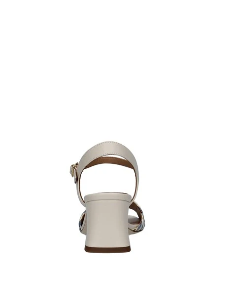 SANDALI TACCO ALTO IN PELLE E FASCIA CON TRAMA INTRECCIO DONNA BEIGE