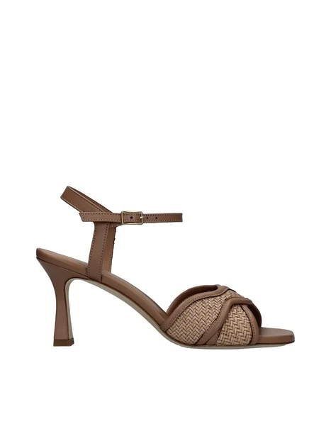 SANDALI TACCO ALTO CON INSERTO INTRECCIATO DONNA BEIGE