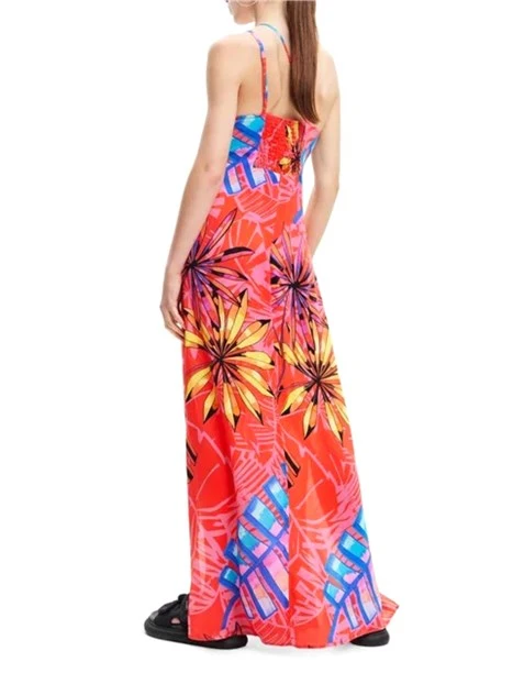 VESTITO TROPICALE ASIMMETRICO DONNA ROSSO