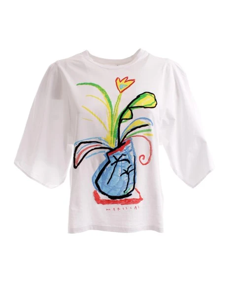 T-SHIRT CON VASO DI FIORI DONNA BIANCO