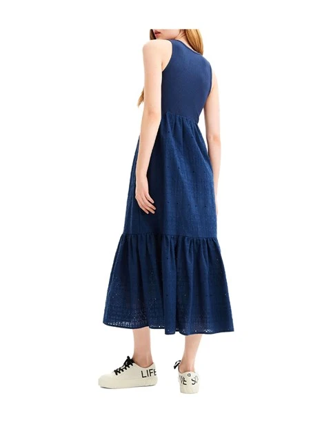 VESTITO LUNGO RICAMATO DONNA BLU