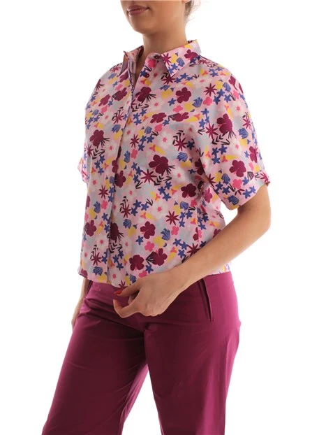 CAMICIA FANTASIA CON MANICHE KIMONO DONNA ROSA