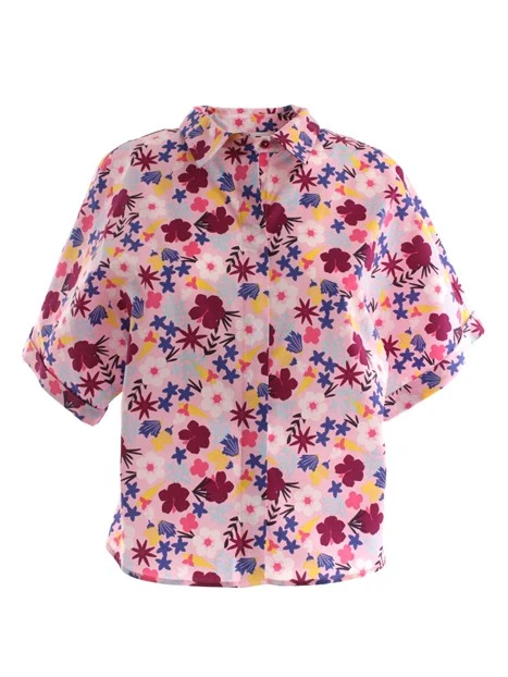 CAMICIA FANTASIA CON MANICHE KIMONO DONNA ROSA