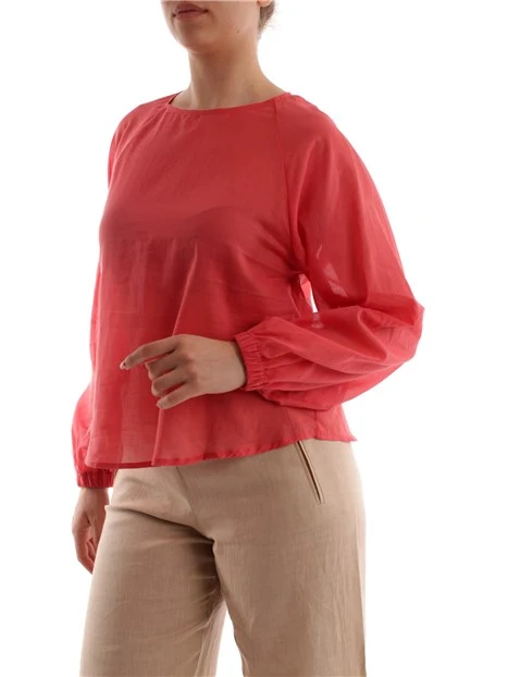 BLUSA IN COTONE TINTA UNITA DONNA ROSSO