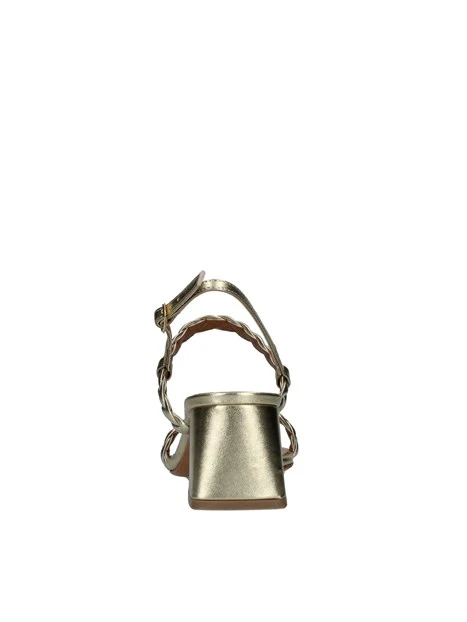 SANDALI TACCO ALTO CON FASCE A TRECCIA DONNA ORO