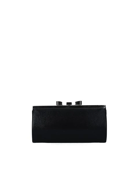 POCHETTE CON FIOCCO IN METALLO DONNA NERO