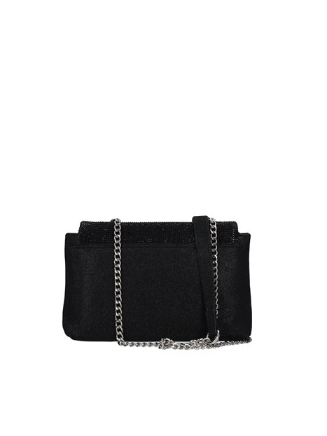 POCHETTE CON TRACOLLA E STRASS DONNA NERO