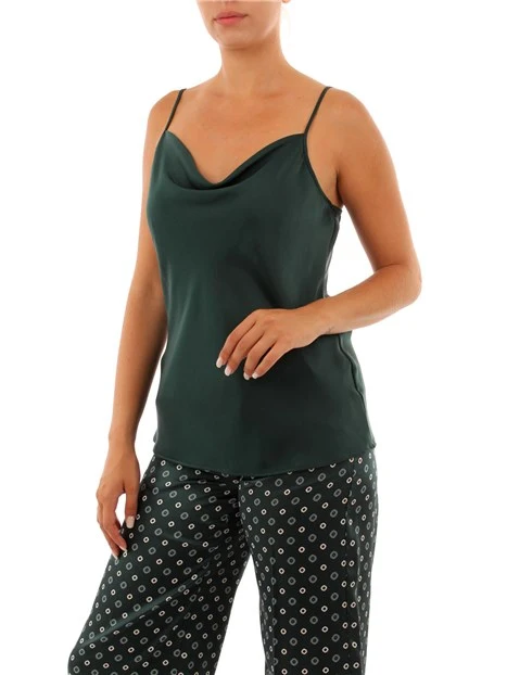 TOP IN RASO MORBIDO DONNA VERDE