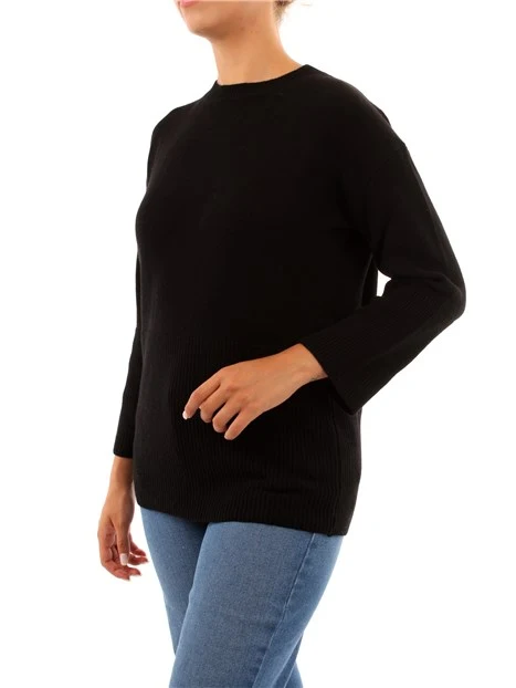 MAGLIA GIROCOLLO IN MISTO CASHMERE DONNA NERO