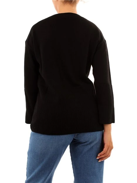 MAGLIA GIROCOLLO IN MISTO CASHMERE DONNA NERO