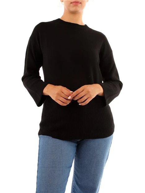 MAGLIA GIROCOLLO IN MISTO CASHMERE DONNA NERO