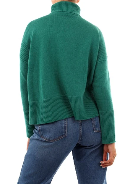 MAGLIA A COLLO ALTO CON SPACCHI DONNA VERDE