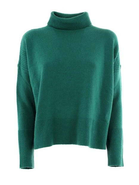 MAGLIA A COLLO ALTO CON SPACCHI DONNA VERDE