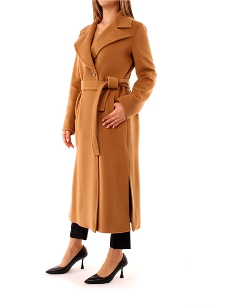 CAPPOTTO LUNGO IN LANA VERGINE MONOPETTO DONNA BEIGE