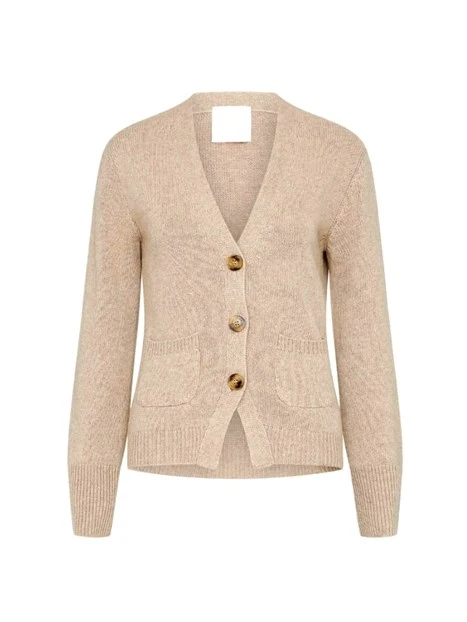 CARDIGAN MONOCHROME IN MISTO CASHMERE DONNA BEIGE