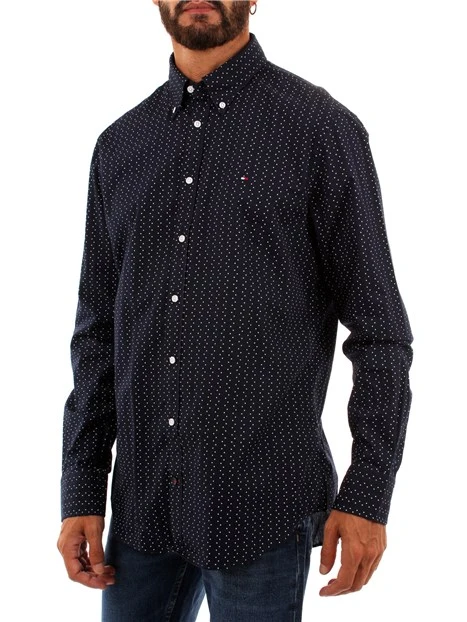 CAMICIA A POIS UOMO BLU SCURO