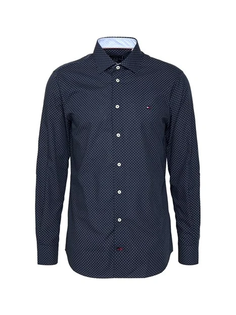 CAMICIA A POIS UOMO BLU SCURO