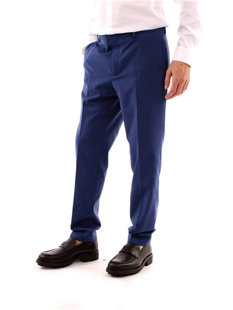 PANTALONI CHINO IN LANA VERGINE UOMO BLU