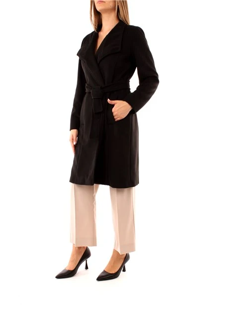 CAPPOTTO LUNGO IN PANNO DONNA NERO