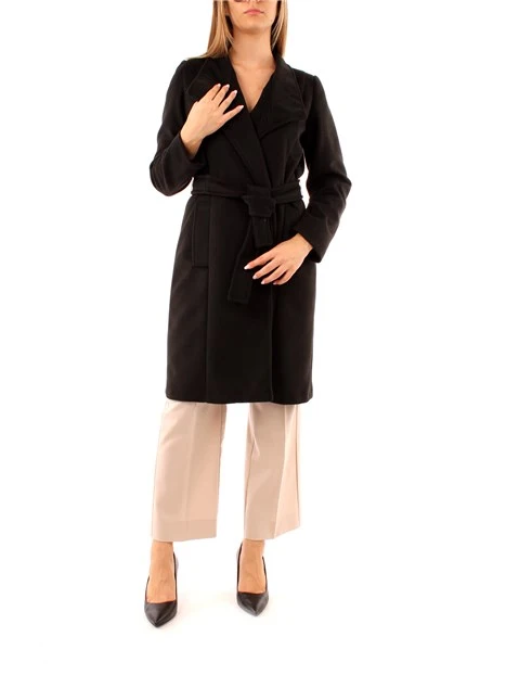 CAPPOTTO LUNGO IN PANNO DONNA NERO