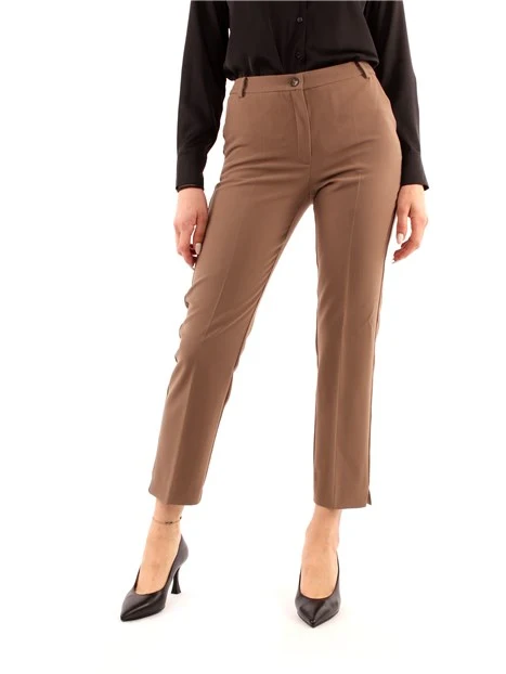 PANTALONI CHINO CON SPACCHI DONNA MARRONE