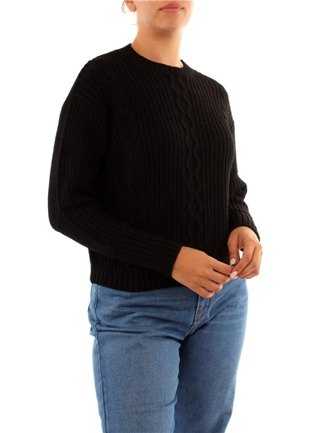 MAGLIA GIROCOLLO CROPPED DONNA NERO