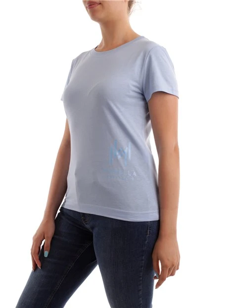 T-SHIRT CON COLLO A COSTINE DONNA AZZURRO