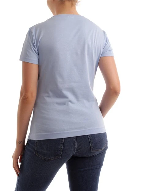 T-SHIRT CON COLLO A COSTINE DONNA AZZURRO